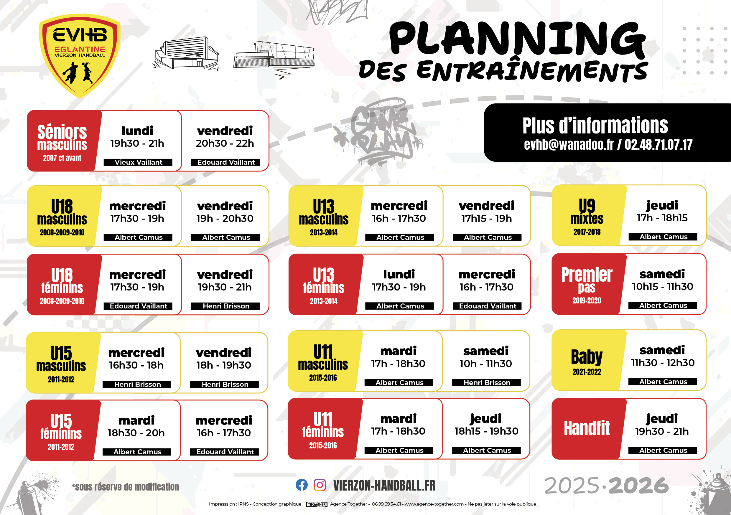 Planning entrainement EVHB 2025/2026